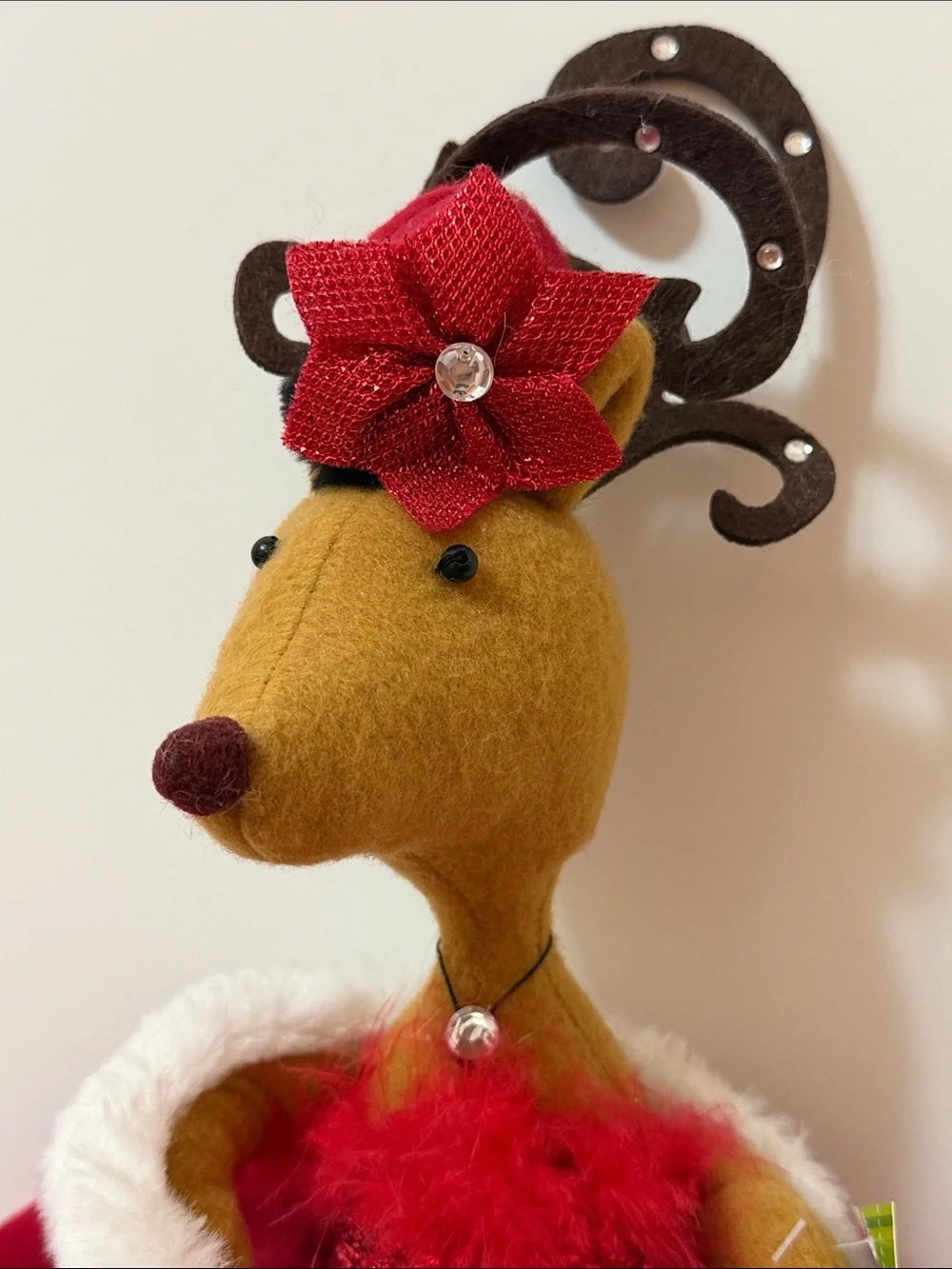 Celebrate It Christmas Festive Red Reindeer Plush Figurine 23” Long